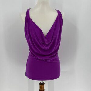 Susana Monaco Womens Small Purple Draped Tank Top With Crisscross Back